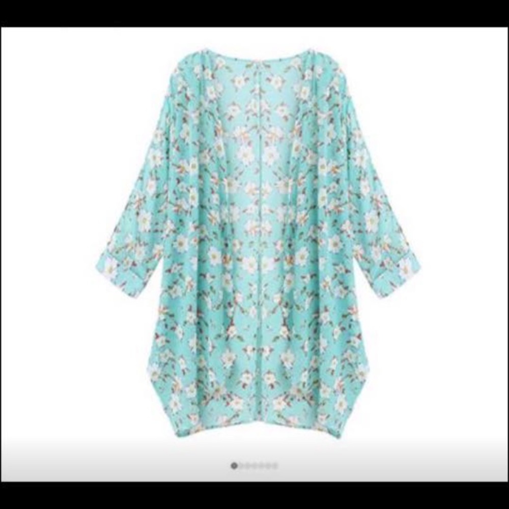 X-large floral print sheer kimono